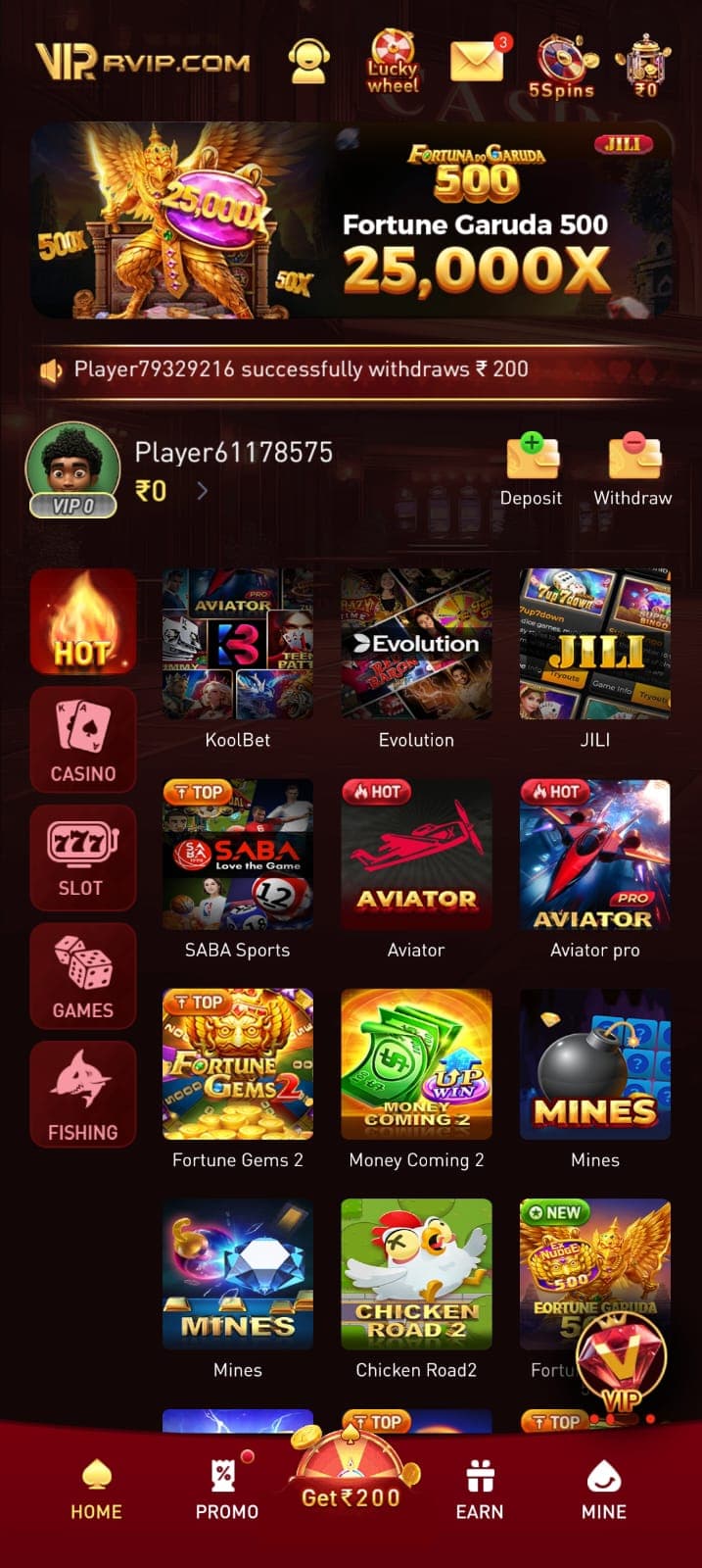 Game VIP online account screen with wallet and security settings